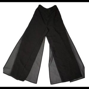 Vintage Black Polyester Joseph Ribkoff Flowy Trousers Made in Canada Size 6